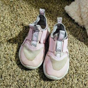 Nike Kids Pink and Gray Slip-On Sneakers